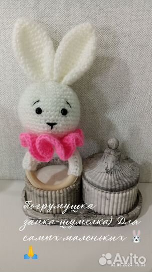 Вязаные игрушки ручной работы зайчик