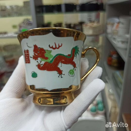 Фарфоровая Чашка Позолота Фарфор Старый Китай