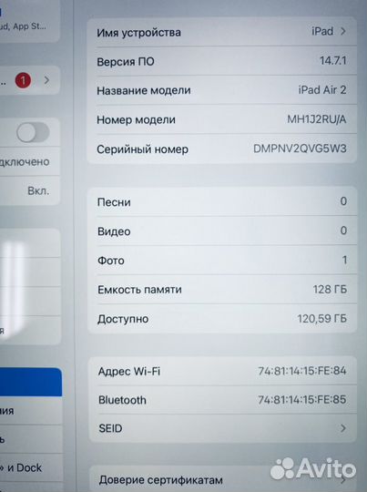 iPad air 2 128gb