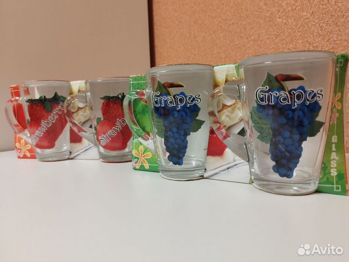 Кружки стеклянные новые подарок на Новый год