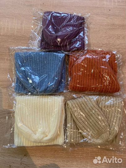 Двойная теплая шапка мелкой вязки Шапки Оптом