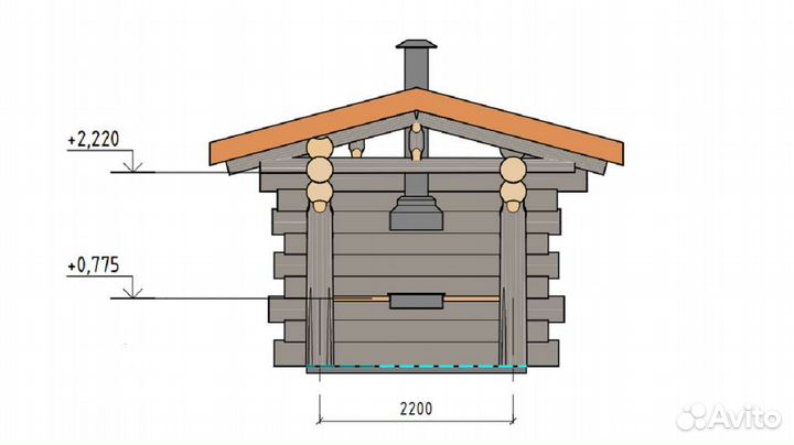 Беседка с мангалом 3 на 3 из сосны kelo