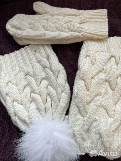 Комплект шапка снуд варежки