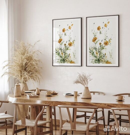 Картины акварелью, постеры на кухню 2 шт. 42х30 см