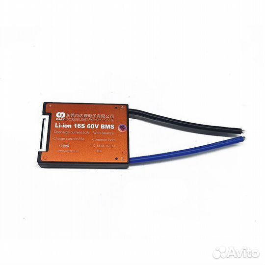 Плата балансировки Daly BMS 16S (60V) 50А Li ion