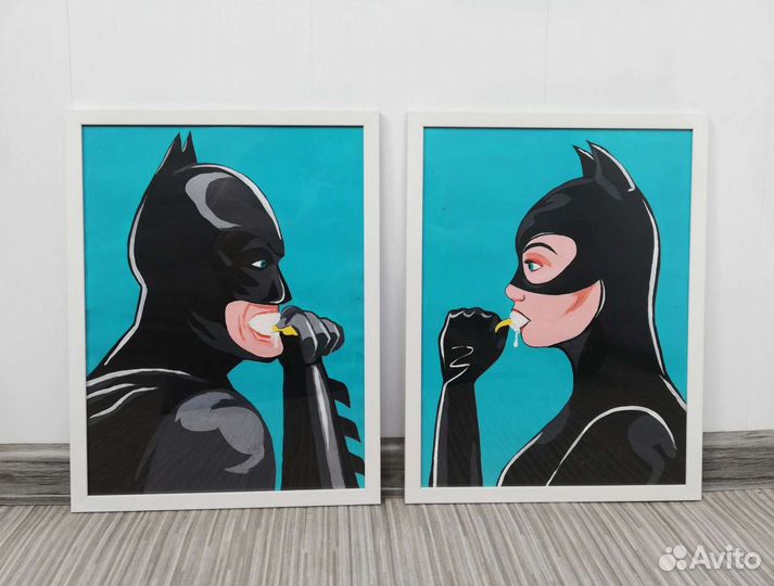 Двойная картина акрилом в стиле поп-арт