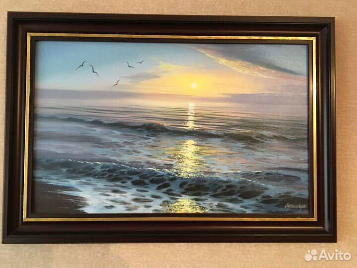 Картина маслом холст Одесса 2005 Рассвет над морем