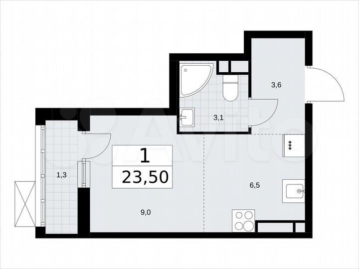 Квартира-студия, 23,5 м², 7/9 эт.