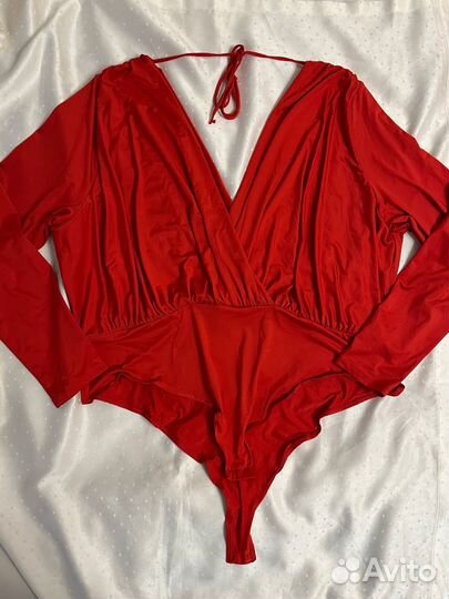Н&М красное боди-блузка 52 отличное
