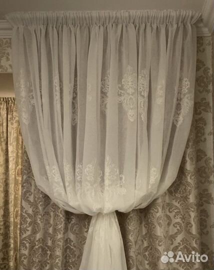 Готовые шторы, бархатный 3d дамаск