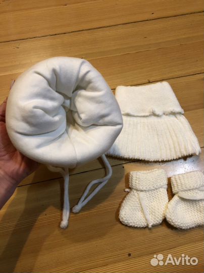 Комплект шапка, шарф, пинетки