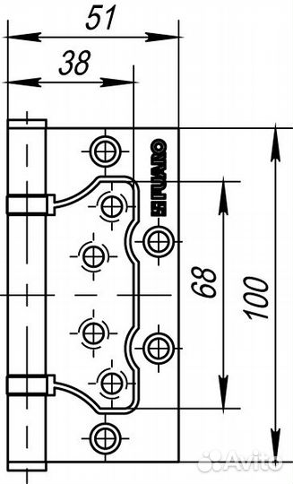 Петля IN4500W CFB (500-2BB 100x2,5) кофе глянец