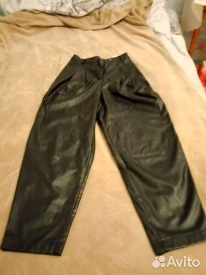 Кожаные брюки женские 44