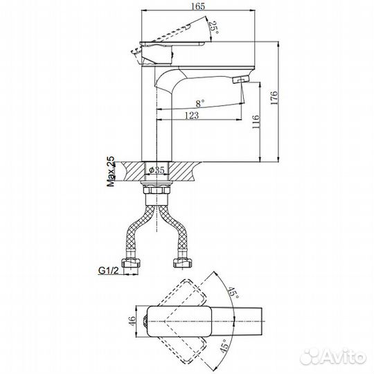 Смеситель для раковины rush br4335-12 Хром