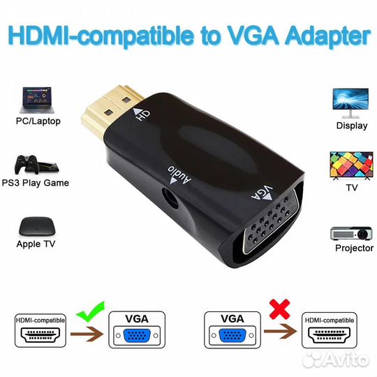 Адаптер Переходник Hdmi На Vga С Аудио Выходом
