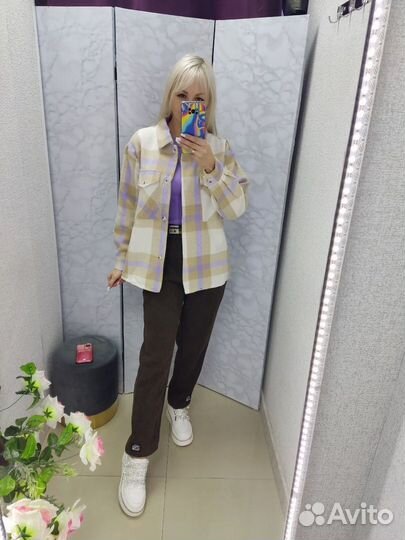 Новая теплая хлопковая рубашка внутри мех