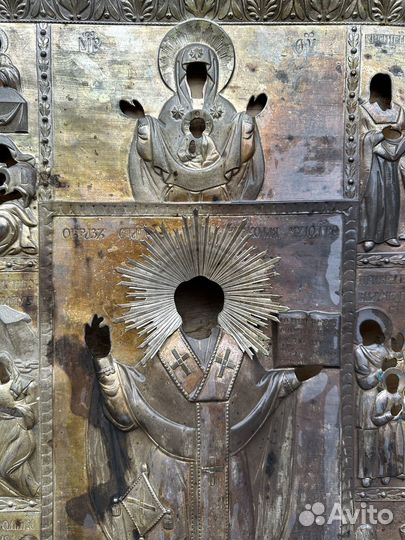 Оклад на икону Св. Николая Чудотворца с клеймами