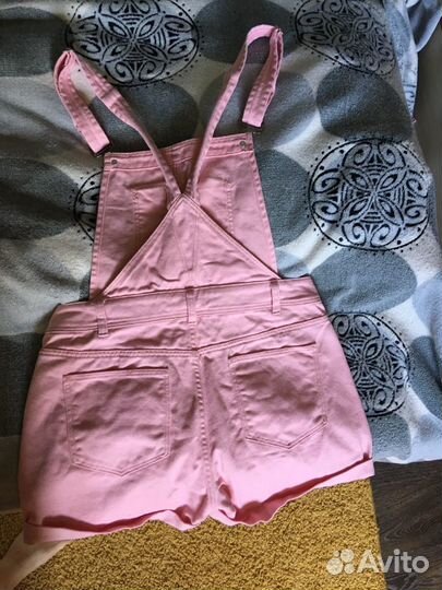 Комбинезон джинсовый розовый М
