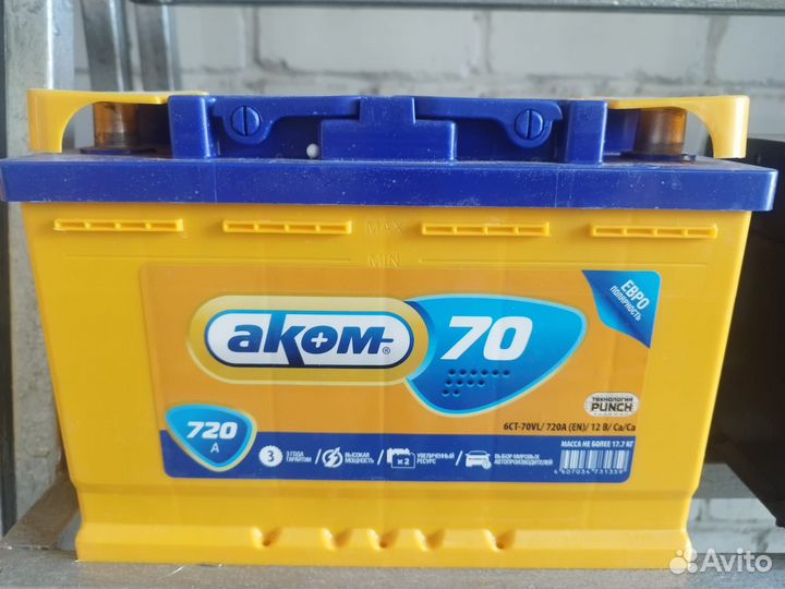 Аккумулятор Аком 70Ач Евро(обратная)