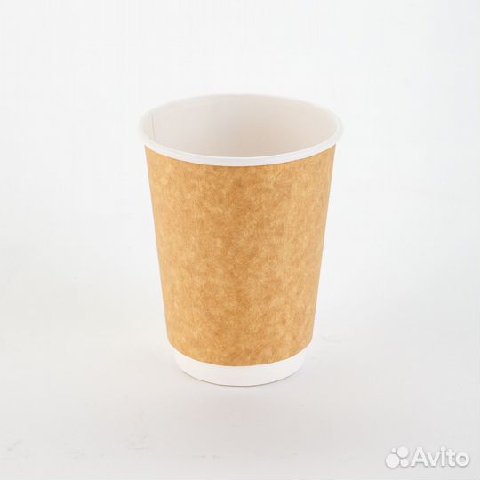 Стакан картонный 300мл 2-сл. крафт (коричневый) d