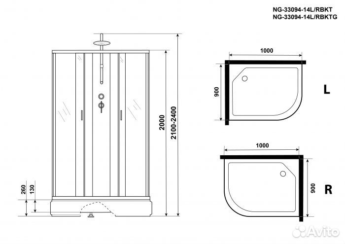 Душевая кабина Niagara Classic NG-33094-14BKT