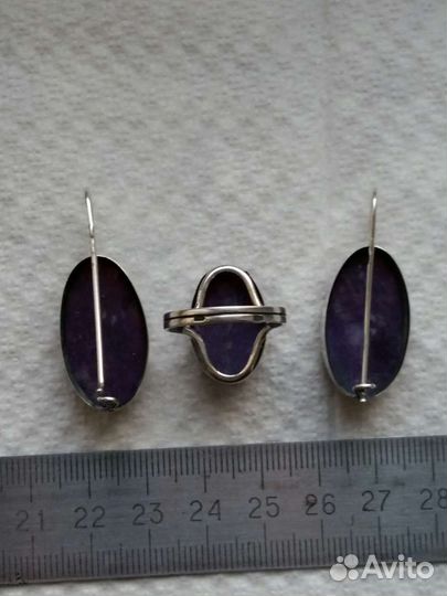 Тройка - серьги, кольцо 18.5