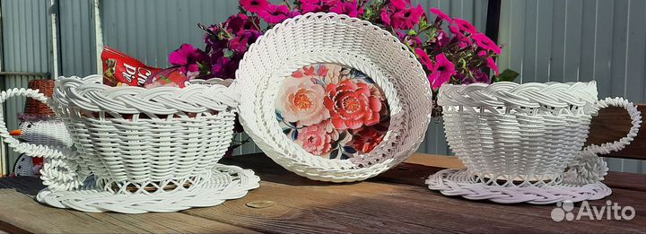 Вазочки конфетницы из ротанга