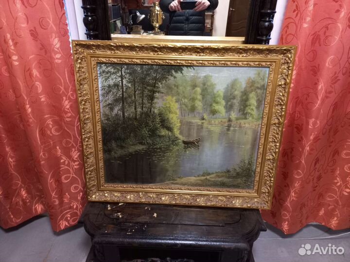 Антикварная картина маслом на холсте 1917г