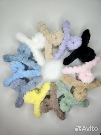 Пушистые крабики для волос 12 см