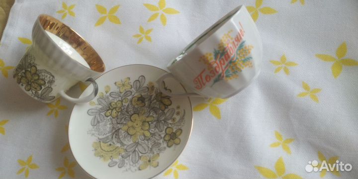 Чашка Hand made Кофейная пара Русское Кружево