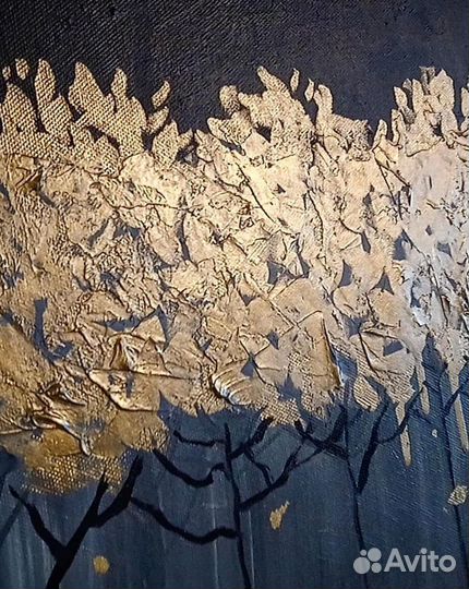 Картина золотые деревья абстракция