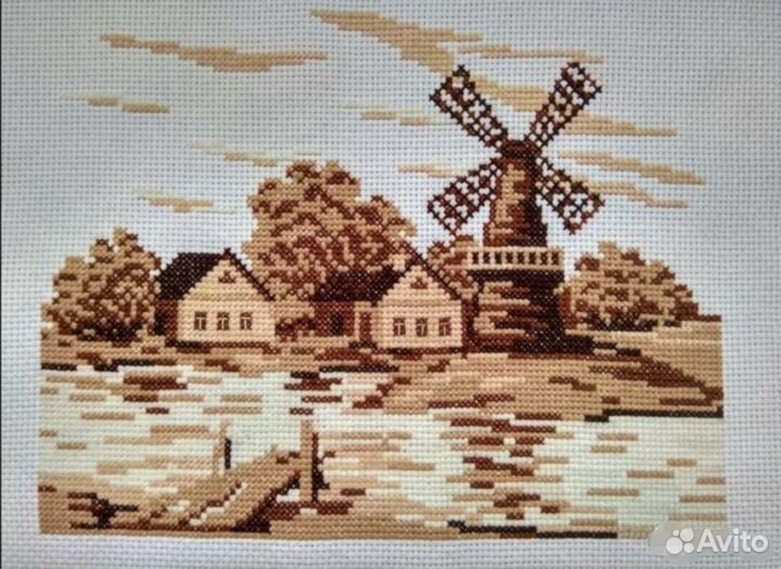 Картина в раме, вышивка крестом