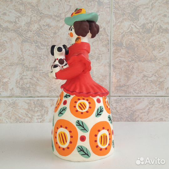 Дымковская игрушка Дама с собачкой СССР