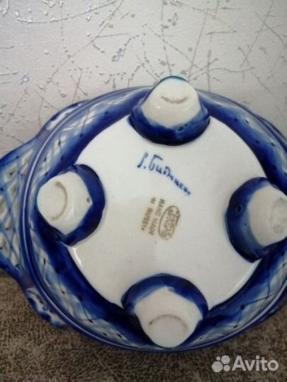 Ваза для фруктов гжель