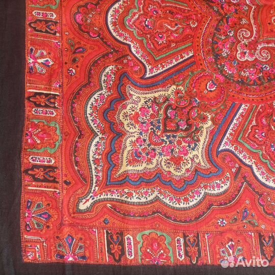 Павловопосадский платок ручная набойка старинный