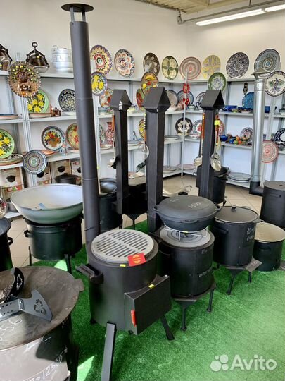 Премиум печь с трубой + Казан + Аксессуары