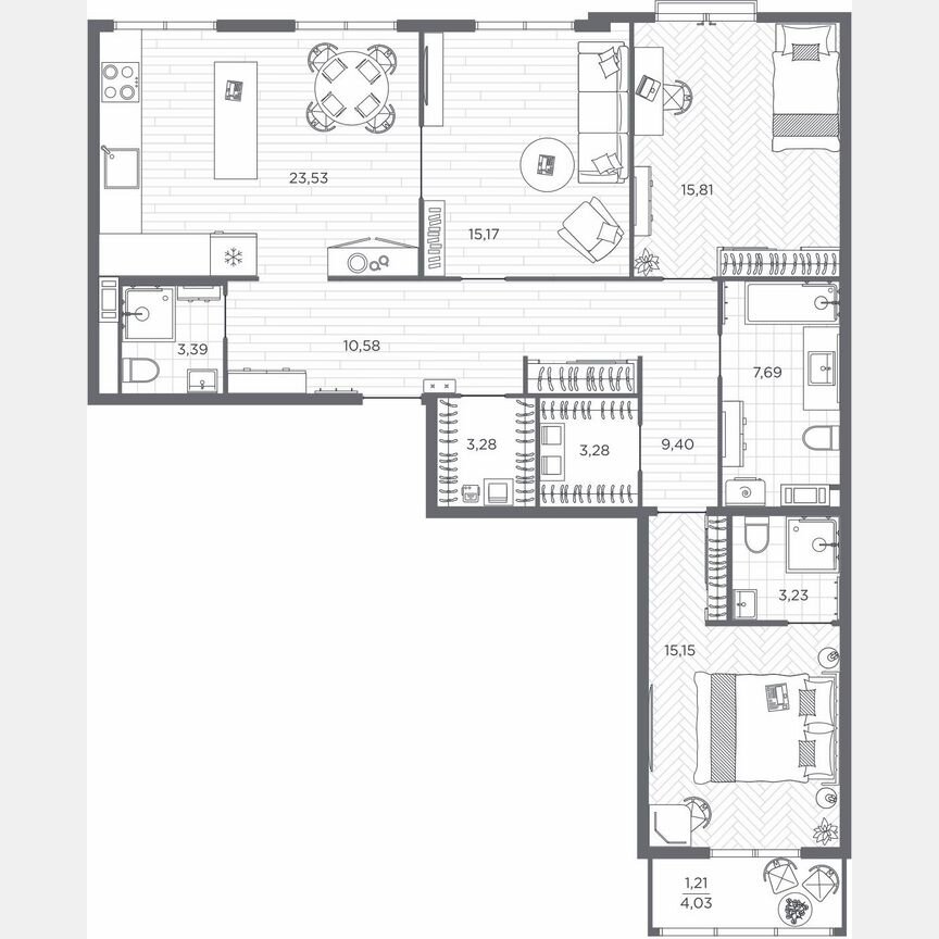 3-к. квартира, 111,7 м², 5/9 эт.