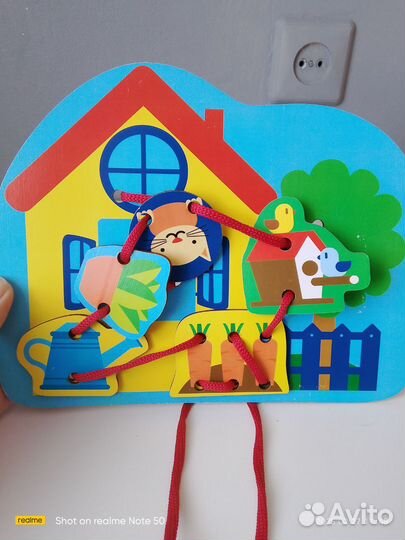 Головоломка, пазлы из дерева, шнуровка