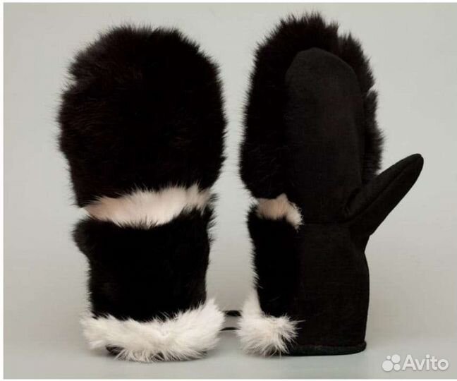 Варежки зимние мужские. Натуральная кожа, овчина