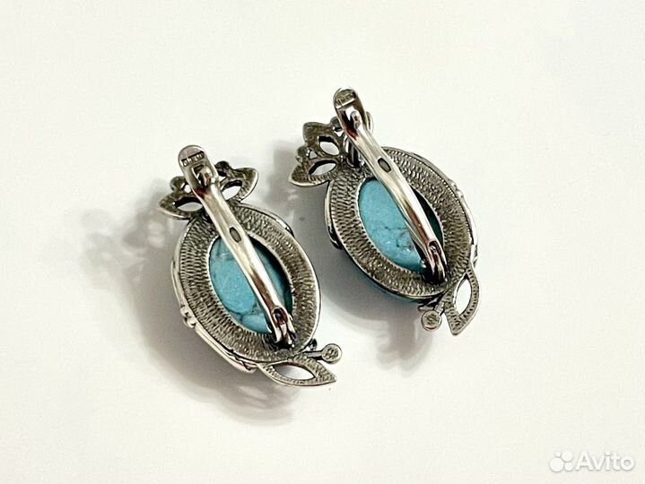Серебряные серьги с бирюзой