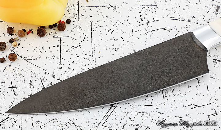 Кухонный нож Шеф № 12 сталь Х12мф акрил белый