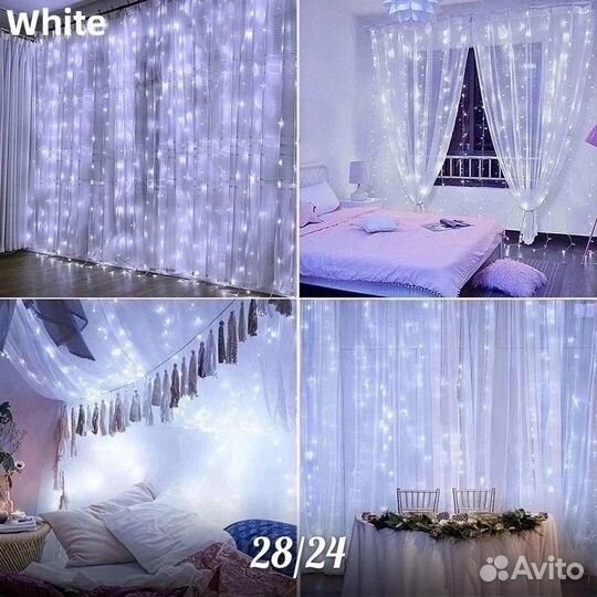 Новогодняя гирлянда штора