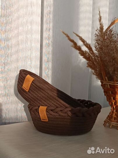 Интерьерные корзины из шнура