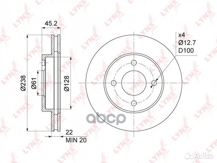 Диск тормозной перед BN1114 lynxauto
