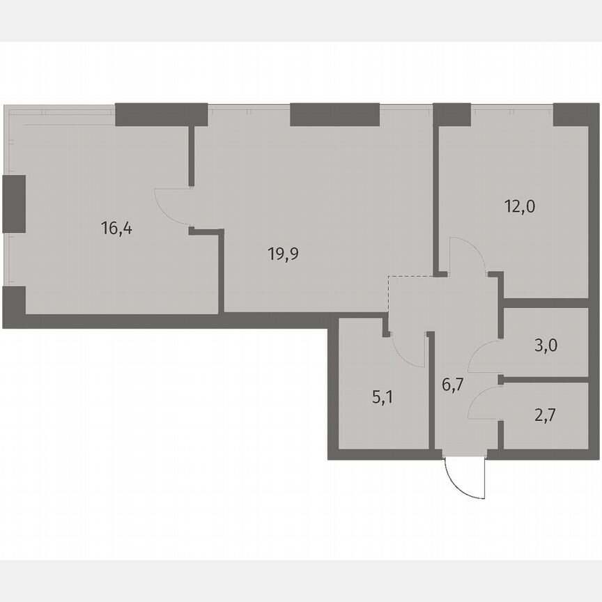 2-к. квартира, 65,8 м², 11/12 эт.