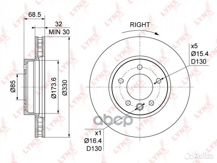 Диск тормозной (330x32) перед прав BN1212R