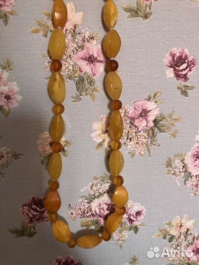 Бусы янтарь желток