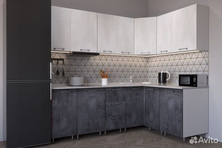 Кухня модульная 3*2 м Бетон т-с