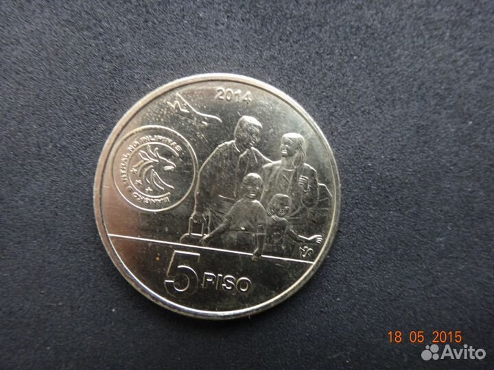Филиппины 5 песо UNC 2014 год