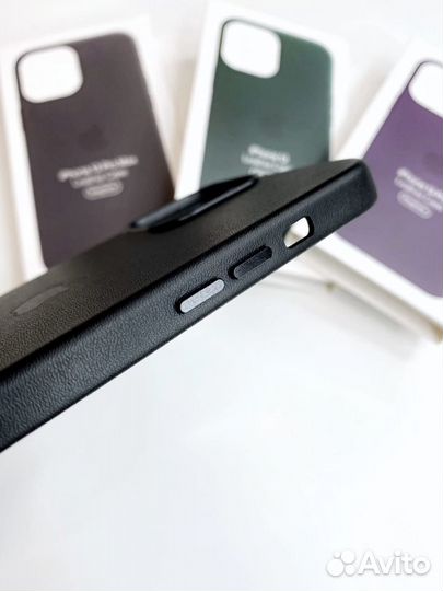 Кожаный чехол на iPhone 13 Pro Max (Копия) Black